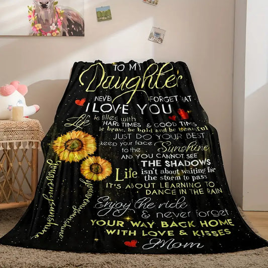 Geometric Sunflower Lightweight Flannel Blanket (1pc)