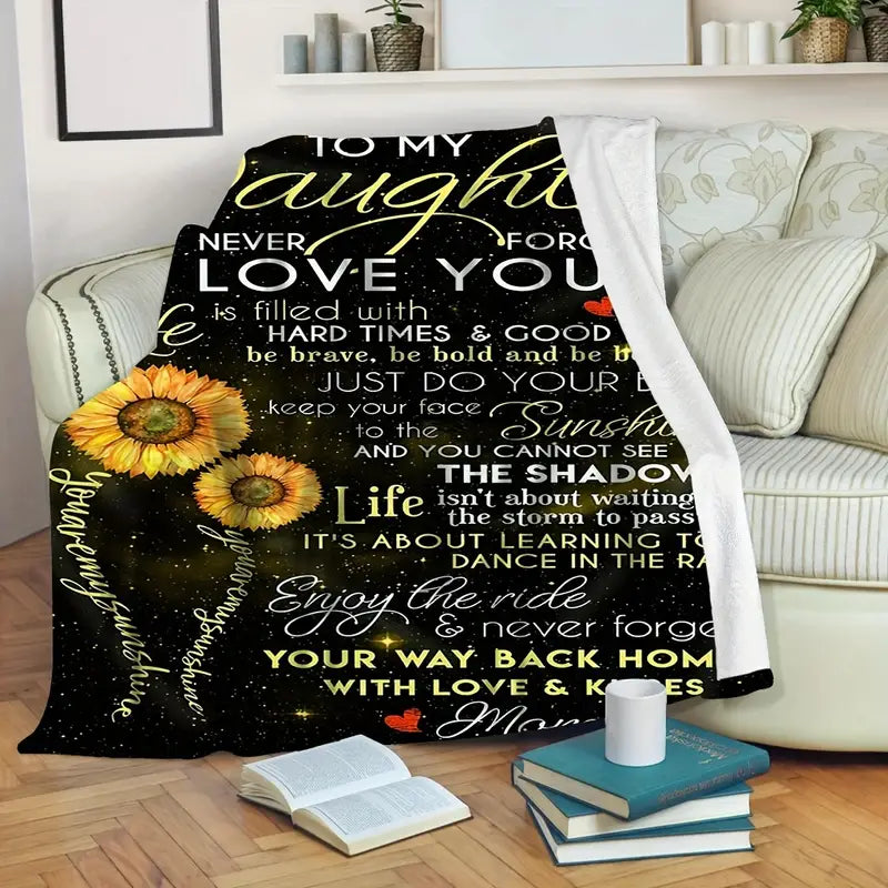 Geometric Sunflower Lightweight Flannel Blanket (1pc)