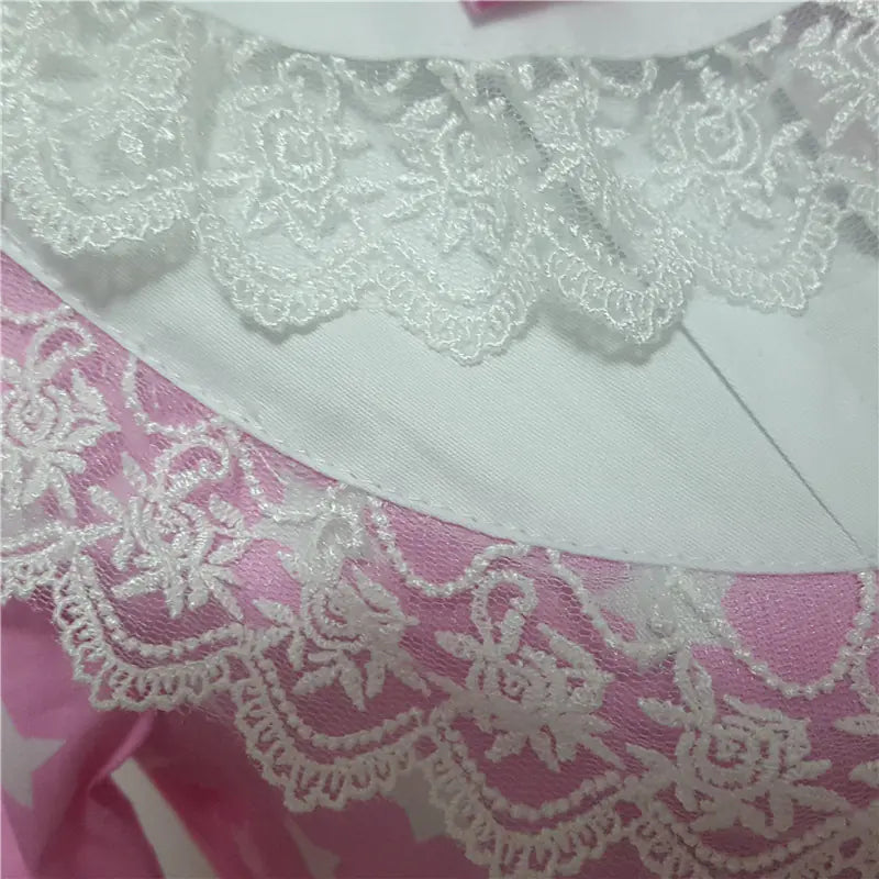 Pink Floral Embroidered Lace Dress