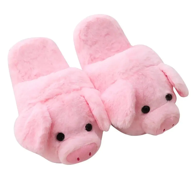 Cute Pink Pig Plush Slippers