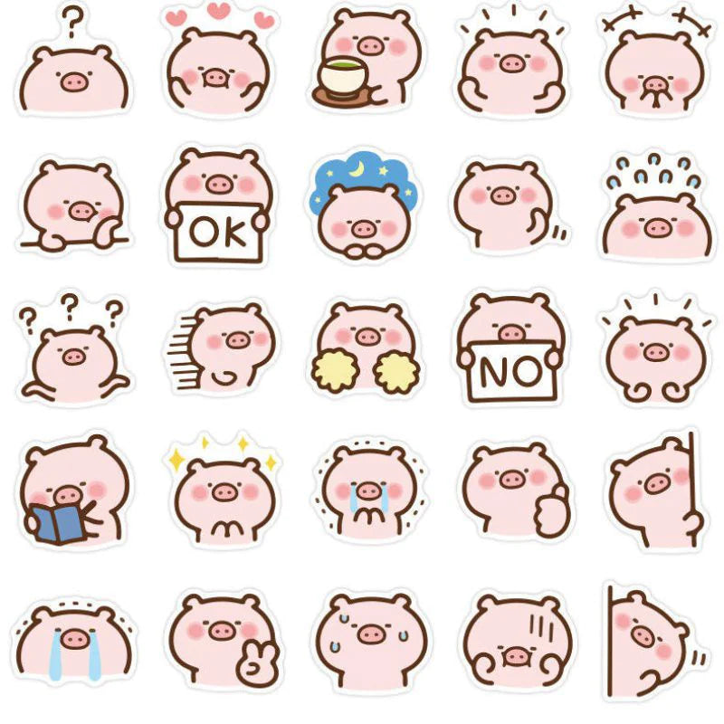 40 Cute Pink Pig Stickers