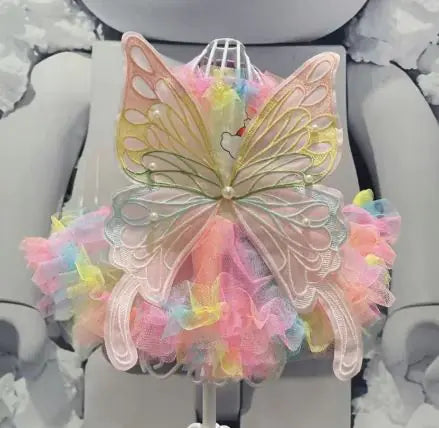 Pet Rainbow Fairy Pink Butterfly Costume