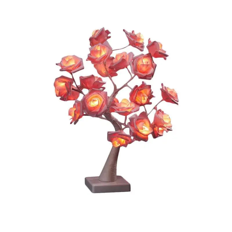 LED Tree Lamp with Realistic Rose Design