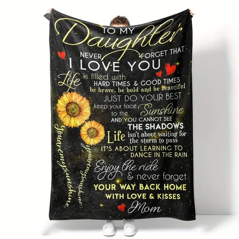 Geometric Sunflower Lightweight Flannel Blanket (1pc)