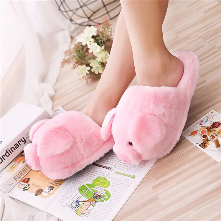 Cute Pink Pig Plush Slippers
