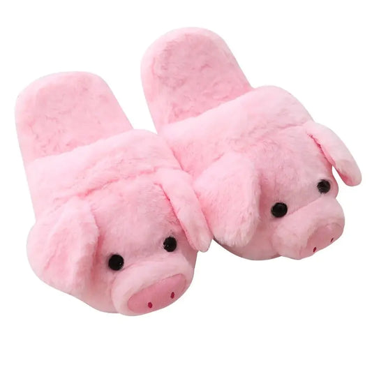 Cute Pink Pig Plush Slippers