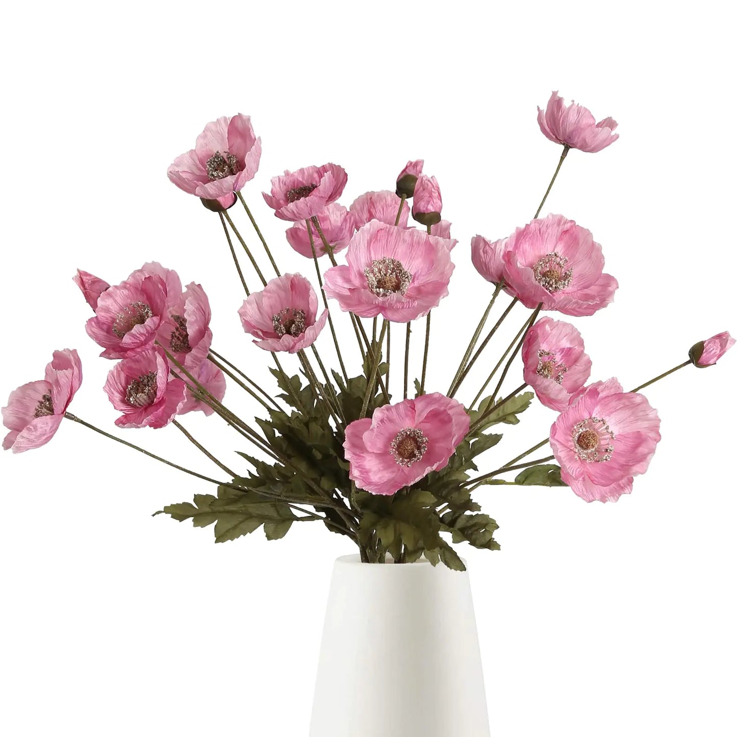 IPOPU Pink Artificial Poppy Silk Flowers 6pcs Pink Flowers Artificial for Decoration Pink Faux Flowers with Stems for Wedding Centerpieces for Tables Bridal Shower Party Decorations (Pink)
